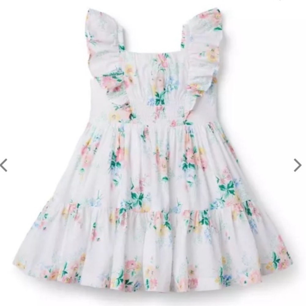 Janie and Jack White Floral Ruffle Strap Dress